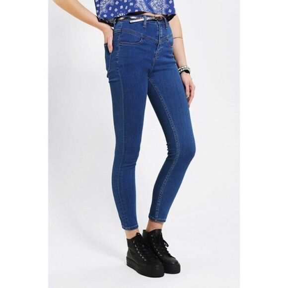 URBAN OUTFITTERS / BDG Blue High Rise Stretchy Skinny Cotton Seam Ankle Size 26 - Picture 1 of 15